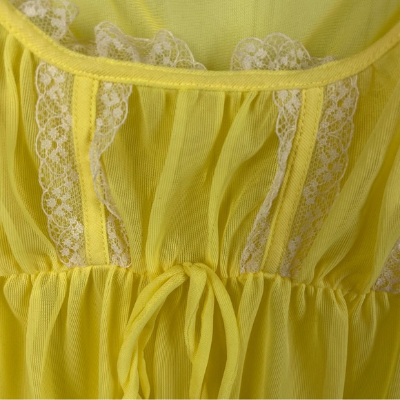 Vintage Y2K Victoria's Secret Babydoll Nightie Slip Chemise Top Yellow Small - Picture 12 of 13